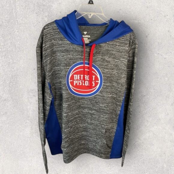 Detroit Pistons Hoodie Men’s XL Gray Blue Pullover Fanatics NBA Fall Sweatshirt - Picture 3 of 9